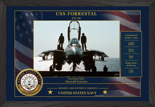 USS Forrestal CV-59 Framed Patriotic Photo