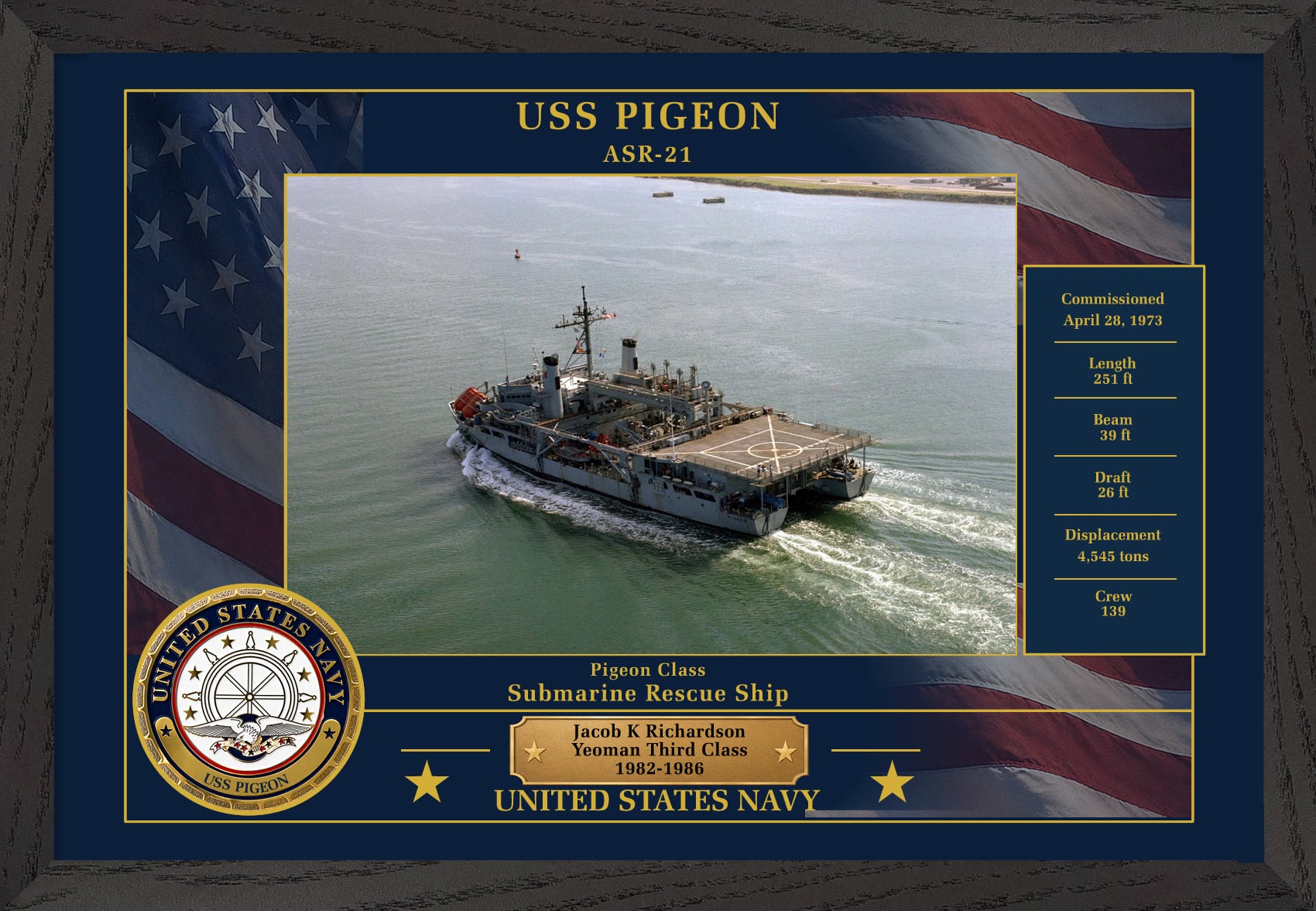 USS Pigeon ASR-21 Framed Patriotic Photo