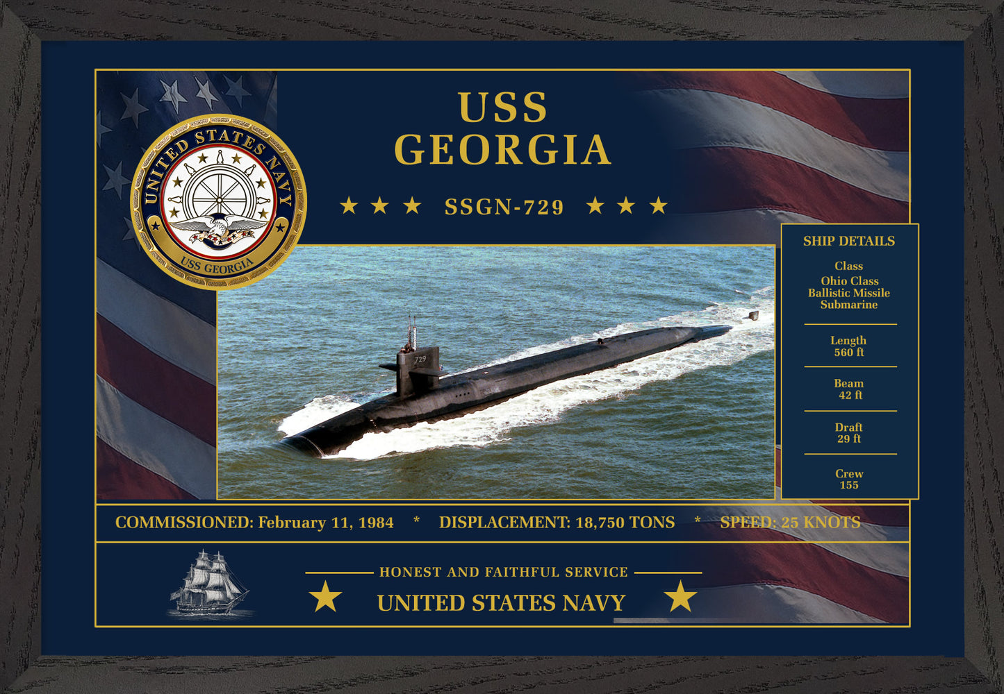 USS Georgia SSGN-729 Framed Patriotic Art