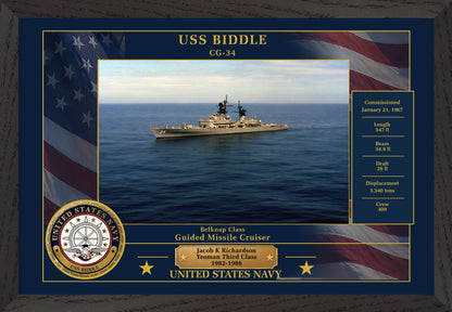 USS Biddle CG-34 Framed Patriotic Photo