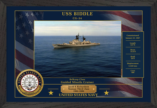 USS Biddle CG-34 Framed Patriotic Photo