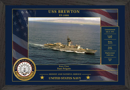 USS Brewton FF-1086 Framed Patriotic Photo