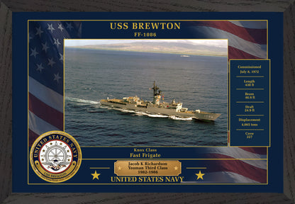 USS Brewton FF-1086 Framed Patriotic Photo