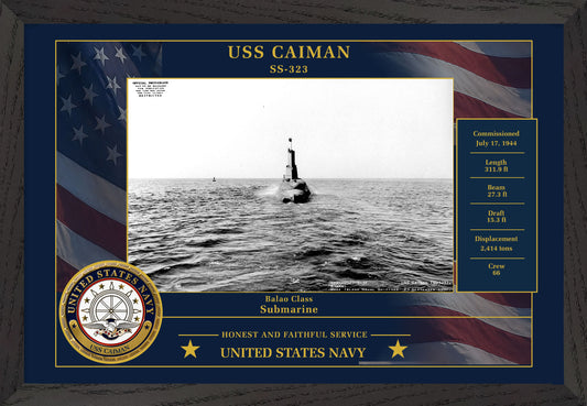 USS Caiman SS-323 Framed Patriotic Photo