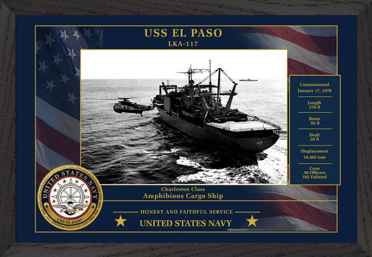USS El Paso LKA-117 Framed Patriotic Photo