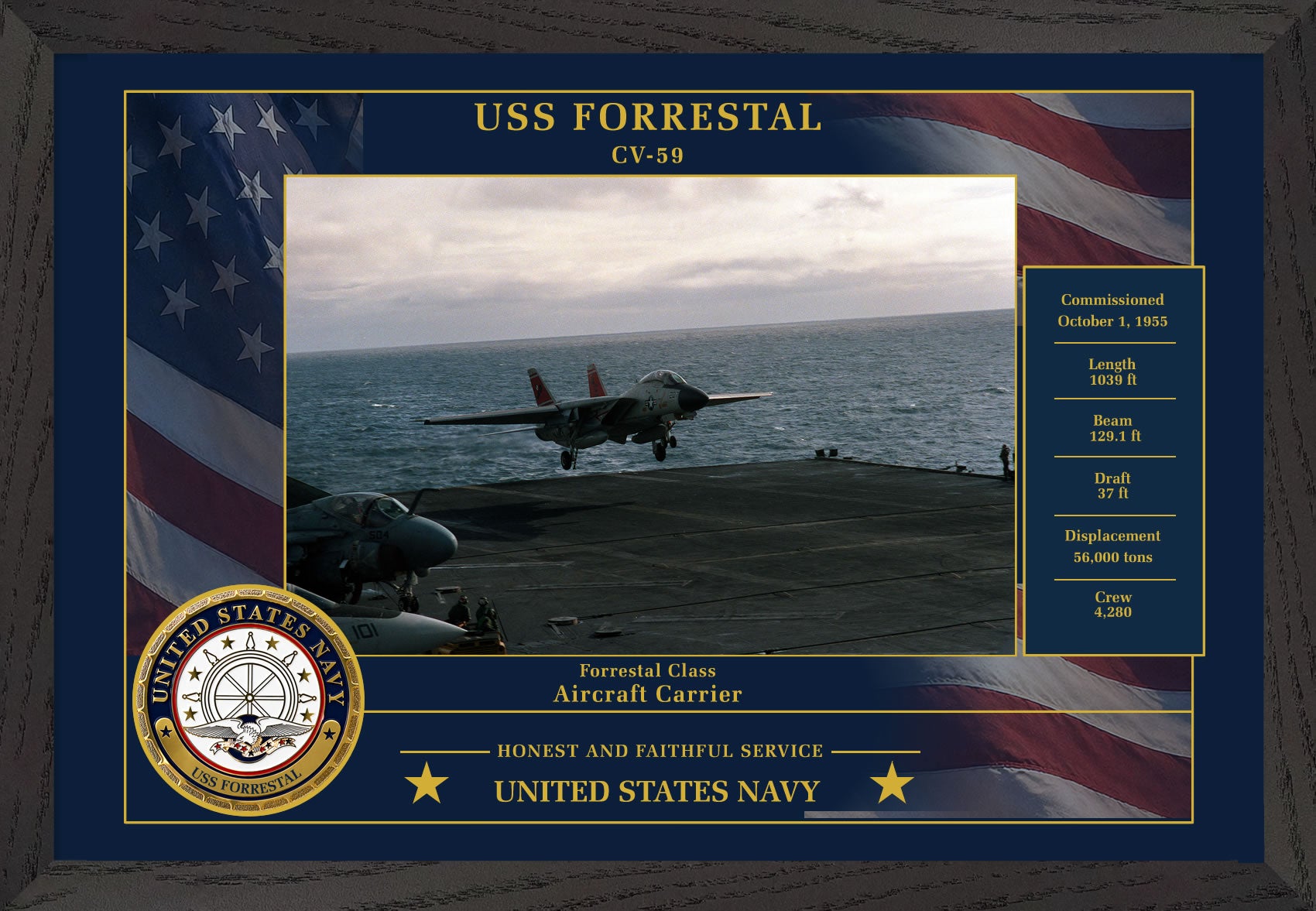 USS Forrestal CV-59 Framed Patriotic Photo