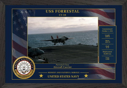 USS Forrestal CV-59 Framed Patriotic Photo