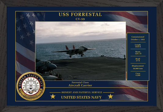 USS Forrestal CV-59 Framed Patriotic Photo