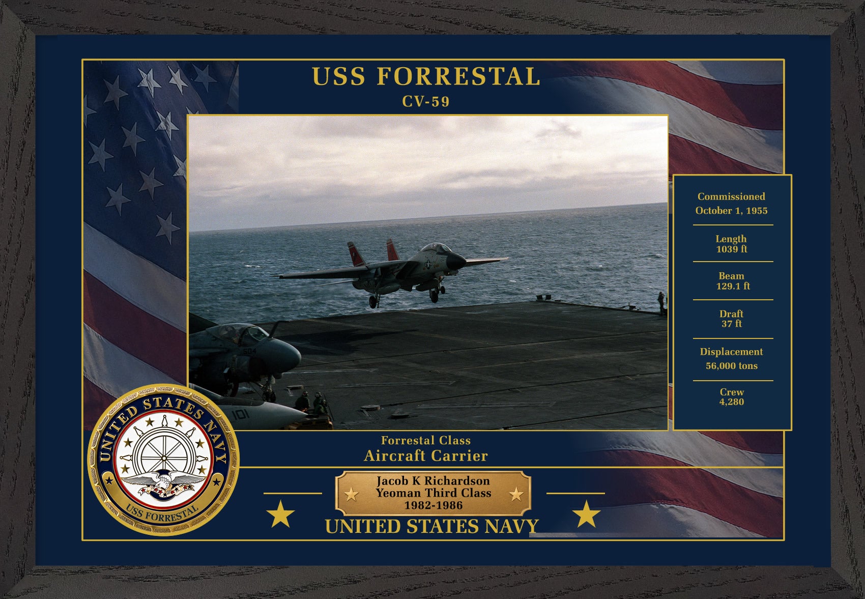 USS Forrestal CV-59 Framed Patriotic Photo