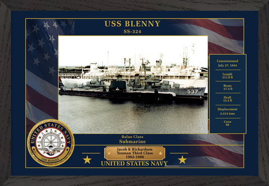 USS Blenny SS-324 Framed Patriotic Photo