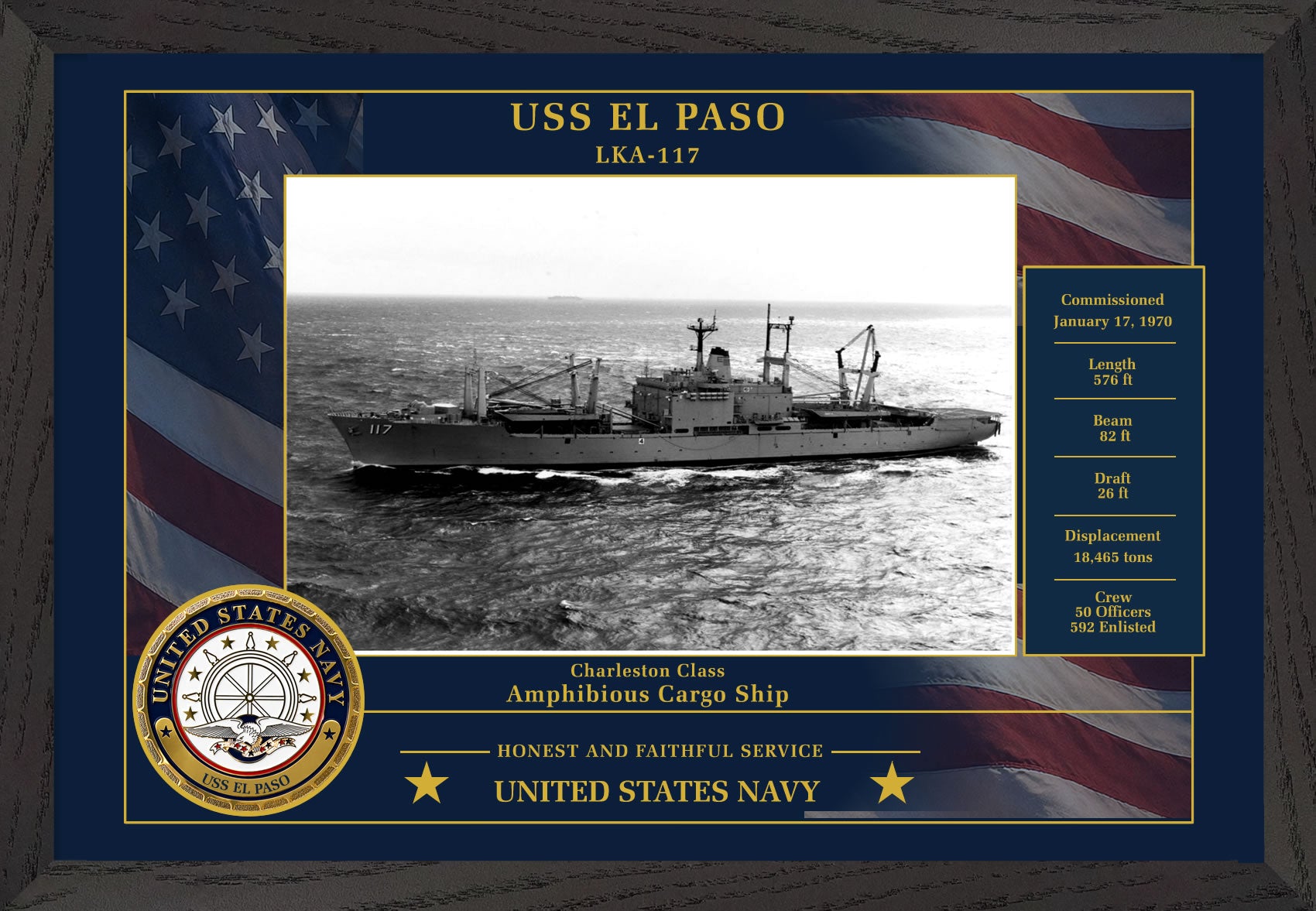USS El Paso LKA-117 Framed Patriotic Photo