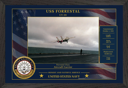 USS Forrestal CV-59 Framed Patriotic Photo