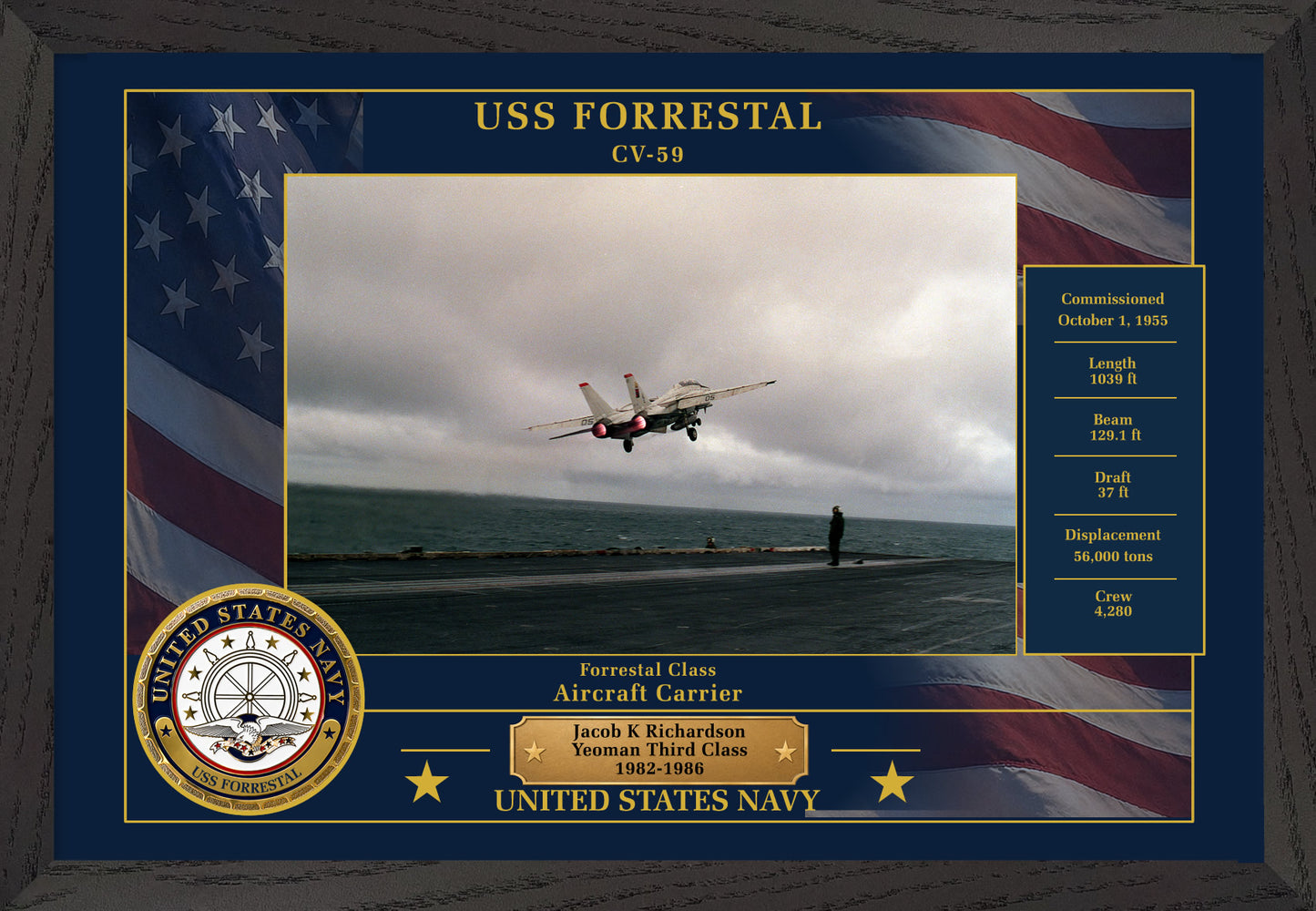 USS Forrestal CV-59 Framed Patriotic Photo