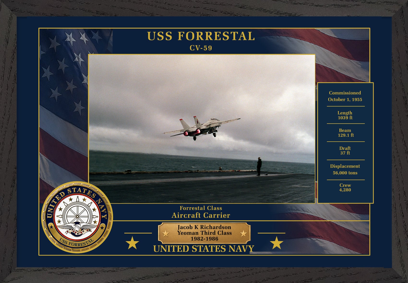 USS Forrestal CV-59 Framed Patriotic Photo