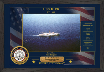 USS Kirk FF-1087 Framed Patriotic Photo