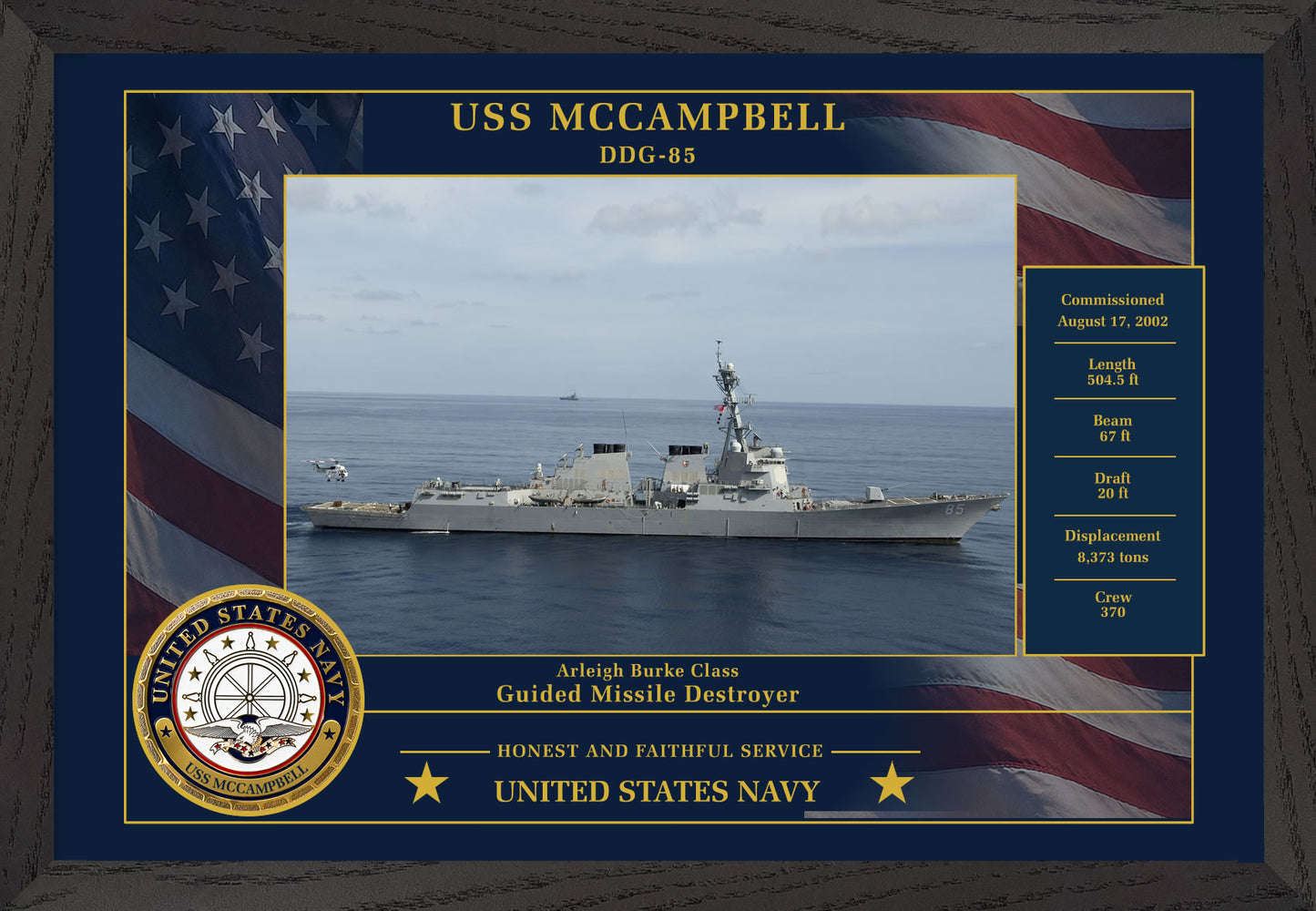 USS Mccampbell DDG-85 Framed Patriotic Photo