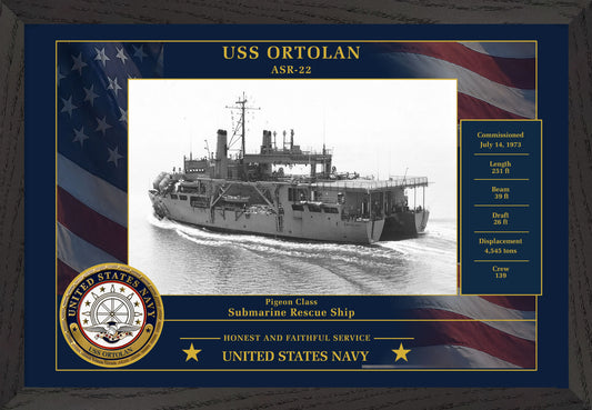 USS Ortolan ASR-22 Framed Patriotic Photo