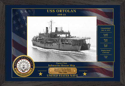 USS Ortolan ASR-22 Framed Patriotic Photo