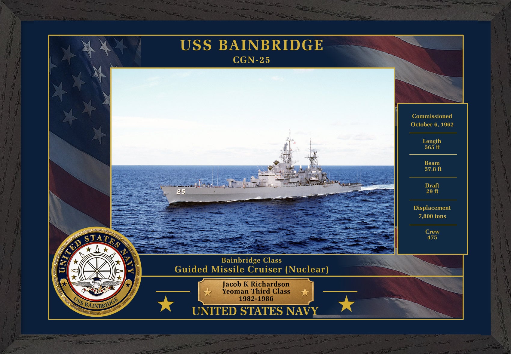 USS Bainbridge CGN-25 Framed Patriotic Photo