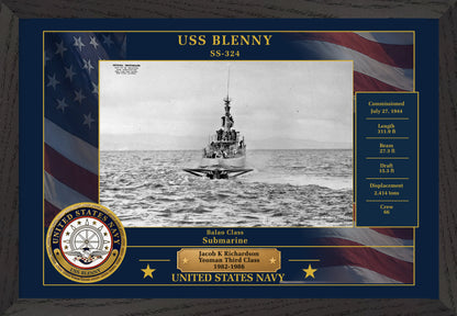 USS Blenny SS-324 Framed Patriotic Photo