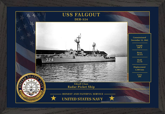 USS Falgout DER-324 Framed Patriotic Photo