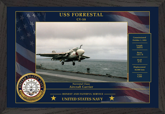 USS Forrestal CV-59 Framed Patriotic Photo