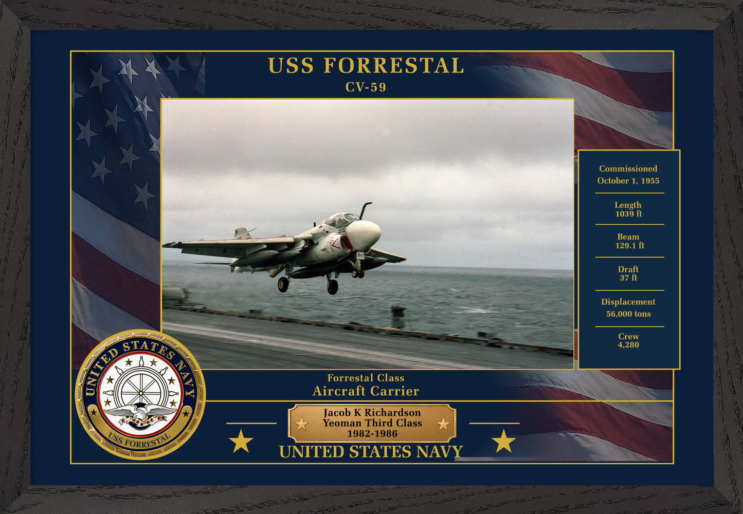 USS Forrestal CV-59 Framed Patriotic Photo