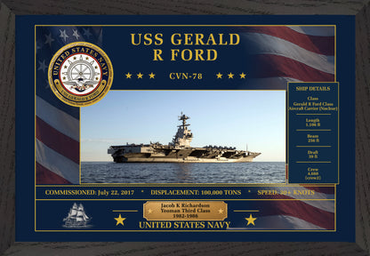 USS Gerald R Ford CVN-78 Framed Patriotic Art