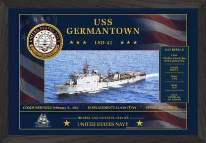 USS Germantown LSD-42 Framed Patriotic Art