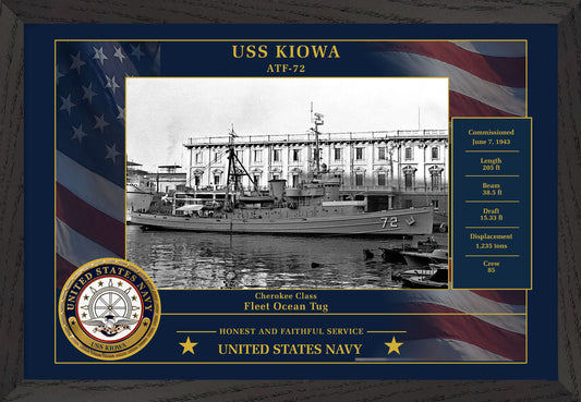 USS Kiowa ATF-72 Framed Patriotic Photo