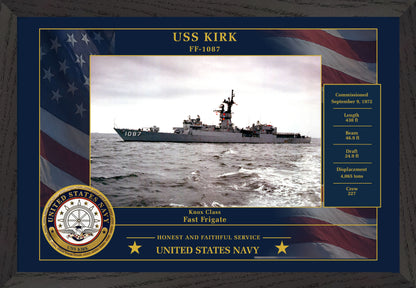 USS Kirk FF-1087 Framed Patriotic Photo