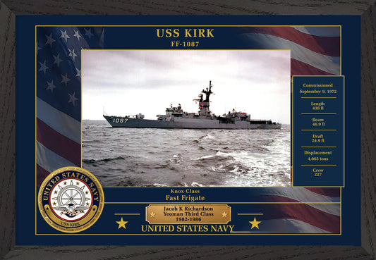 USS Kirk FF-1087 Framed Patriotic Photo