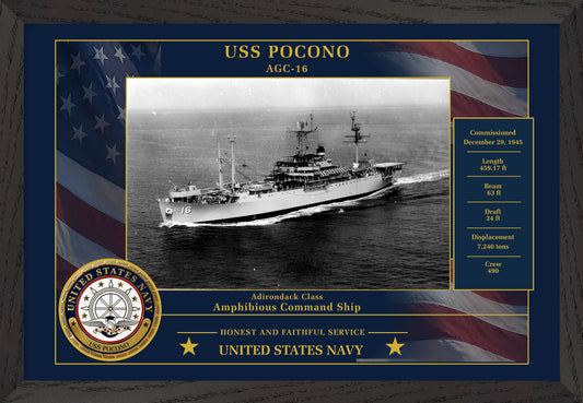USS Pocono AGC-16 Framed Patriotic Photo