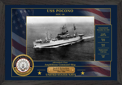 USS Pocono AGC-16 Framed Patriotic Photo