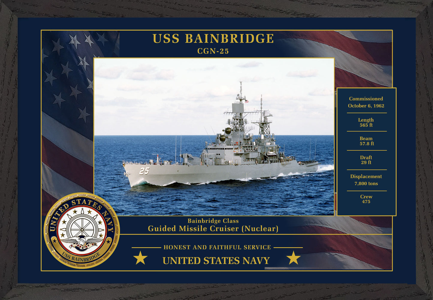 USS Bainbridge CGN-25 Framed Patriotic Photo