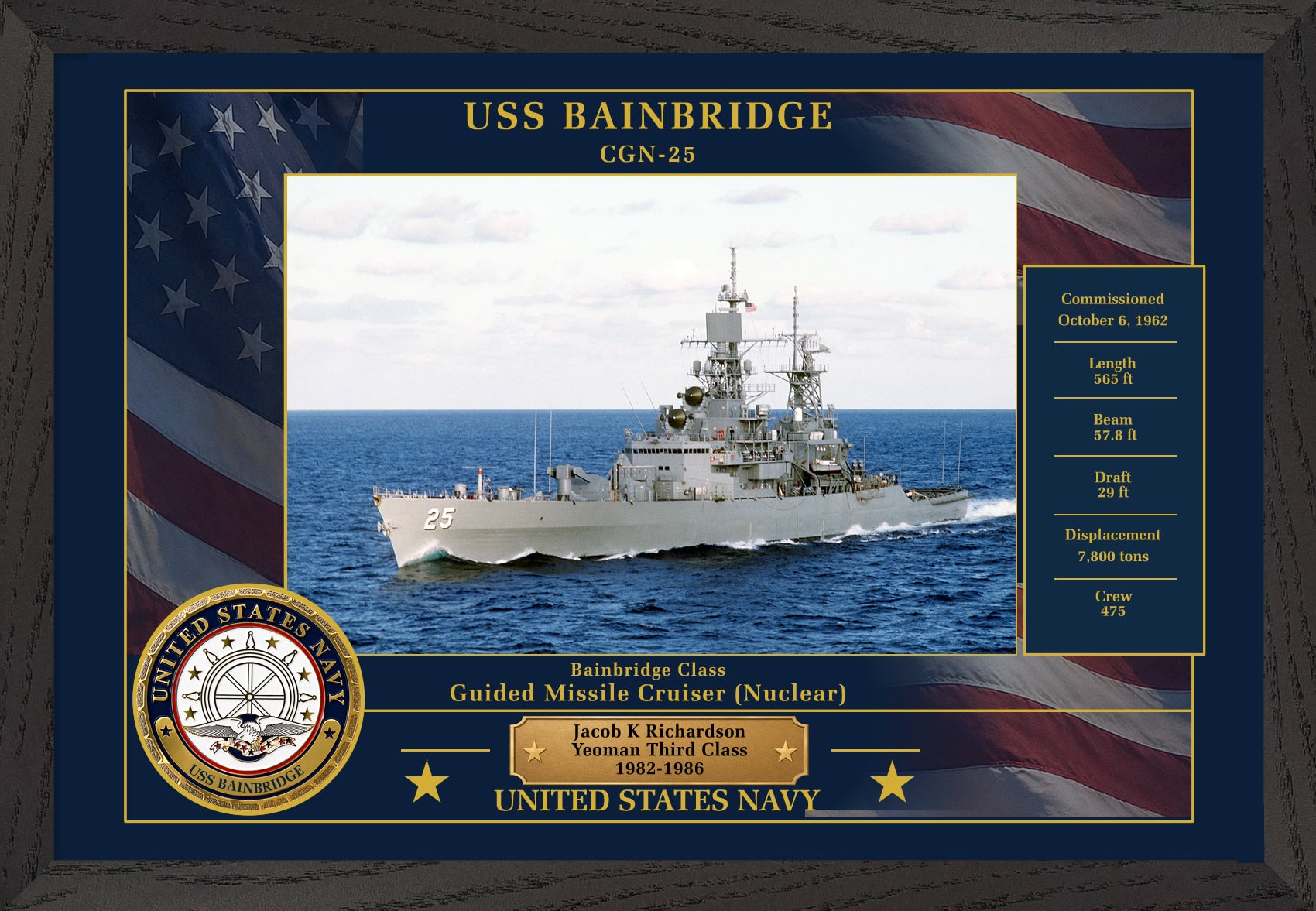 USS Bainbridge CGN-25 Framed Patriotic Photo