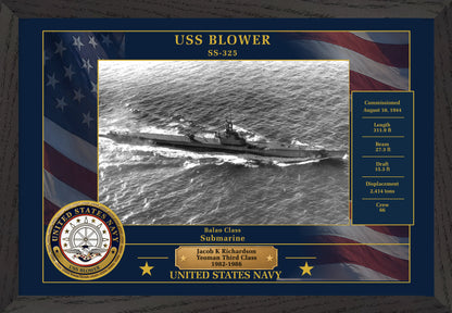 USS Blower SS-325 Framed Patriotic Photo