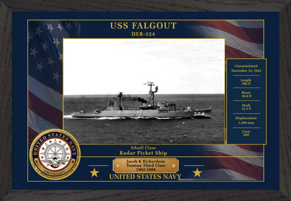 USS Falgout DER-324 Framed Patriotic Photo