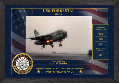 USS Forrestal CV-59 Framed Patriotic Photo