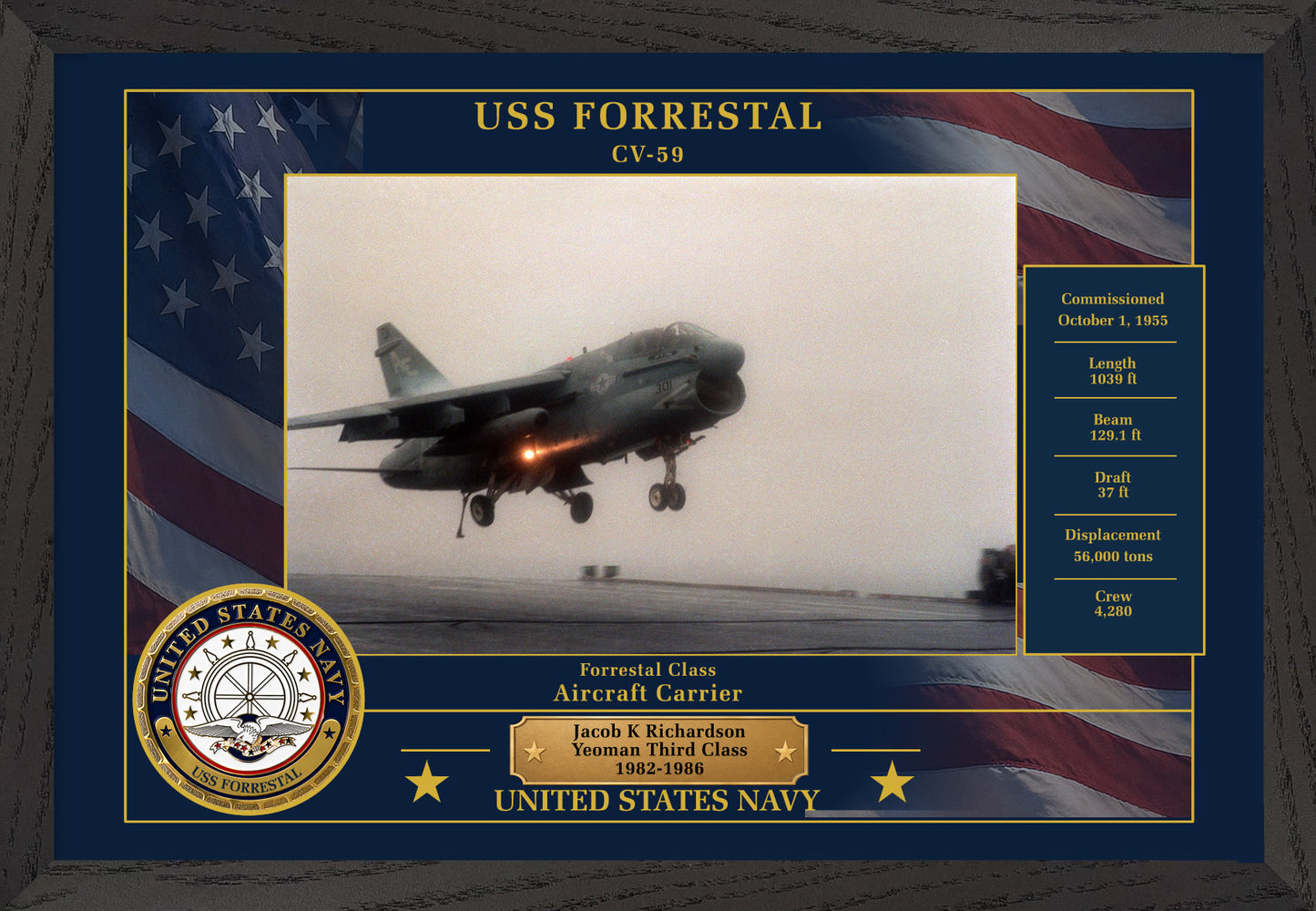 USS Forrestal CV-59 Framed Patriotic Photo