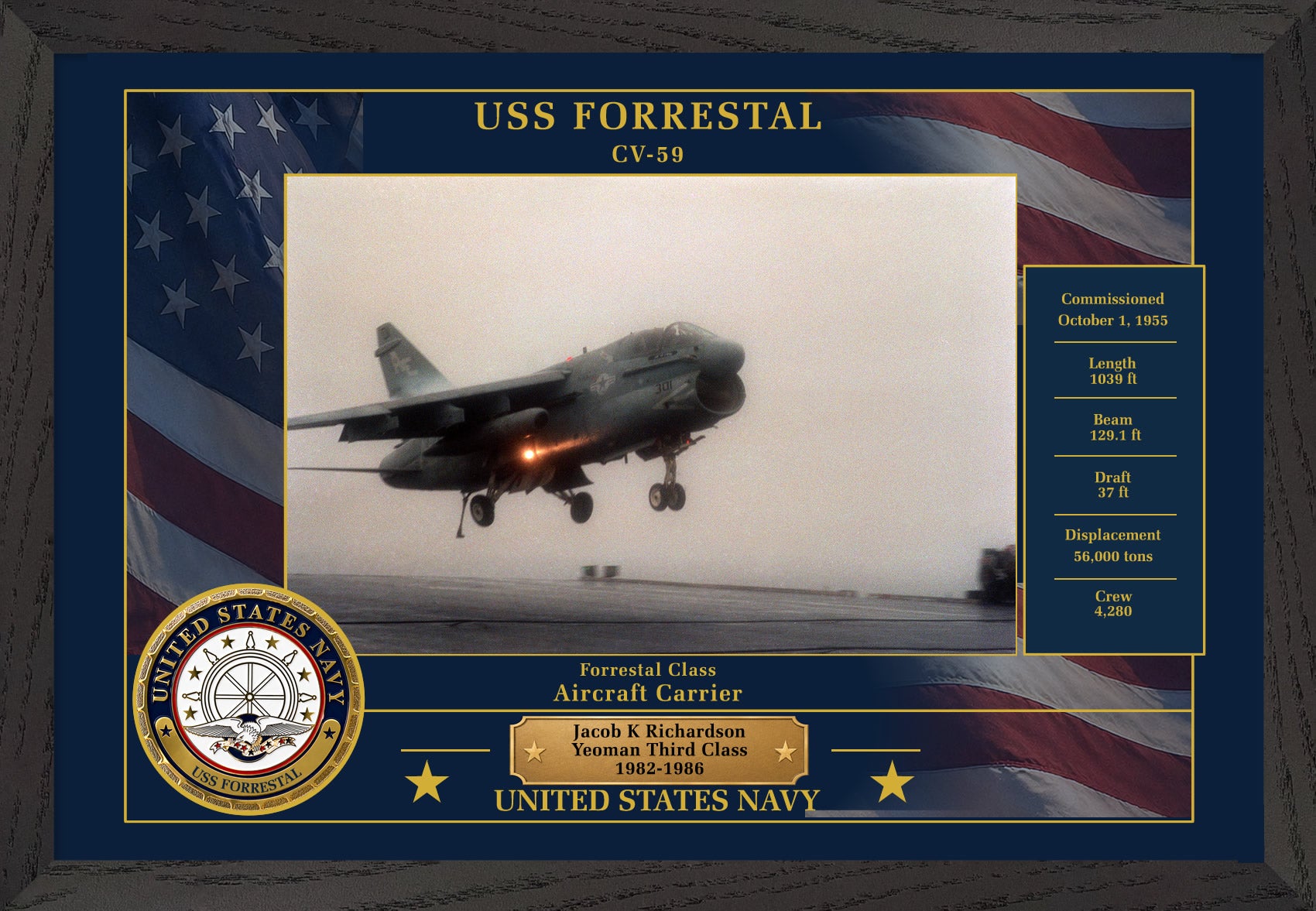 USS Forrestal CV-59 Framed Patriotic Photo