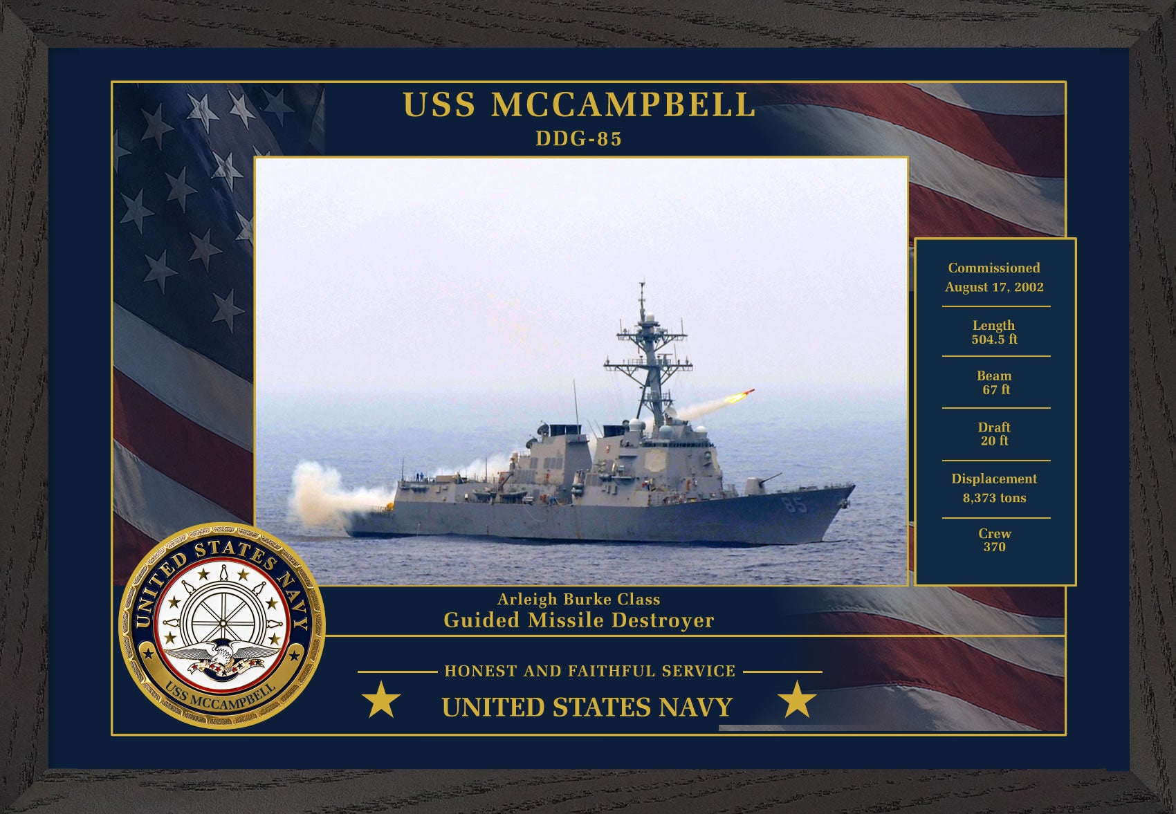 USS Mccampbell DDG-85 Framed Patriotic Photo