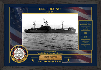 USS Pocono AGC-16 Framed Patriotic Photo