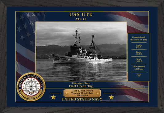 USS Ute ATF-76 Framed Patriotic Photo