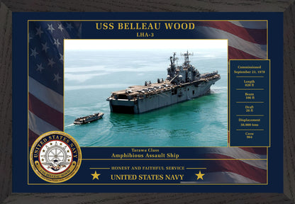 USS Belleau Wood LHA-3 Framed Patriotic Photo