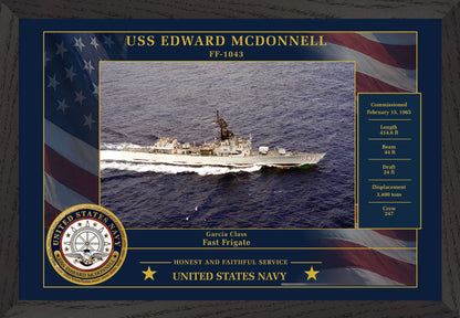USS Edward Mcdonnell FF-1043 Framed Patriotic Photo