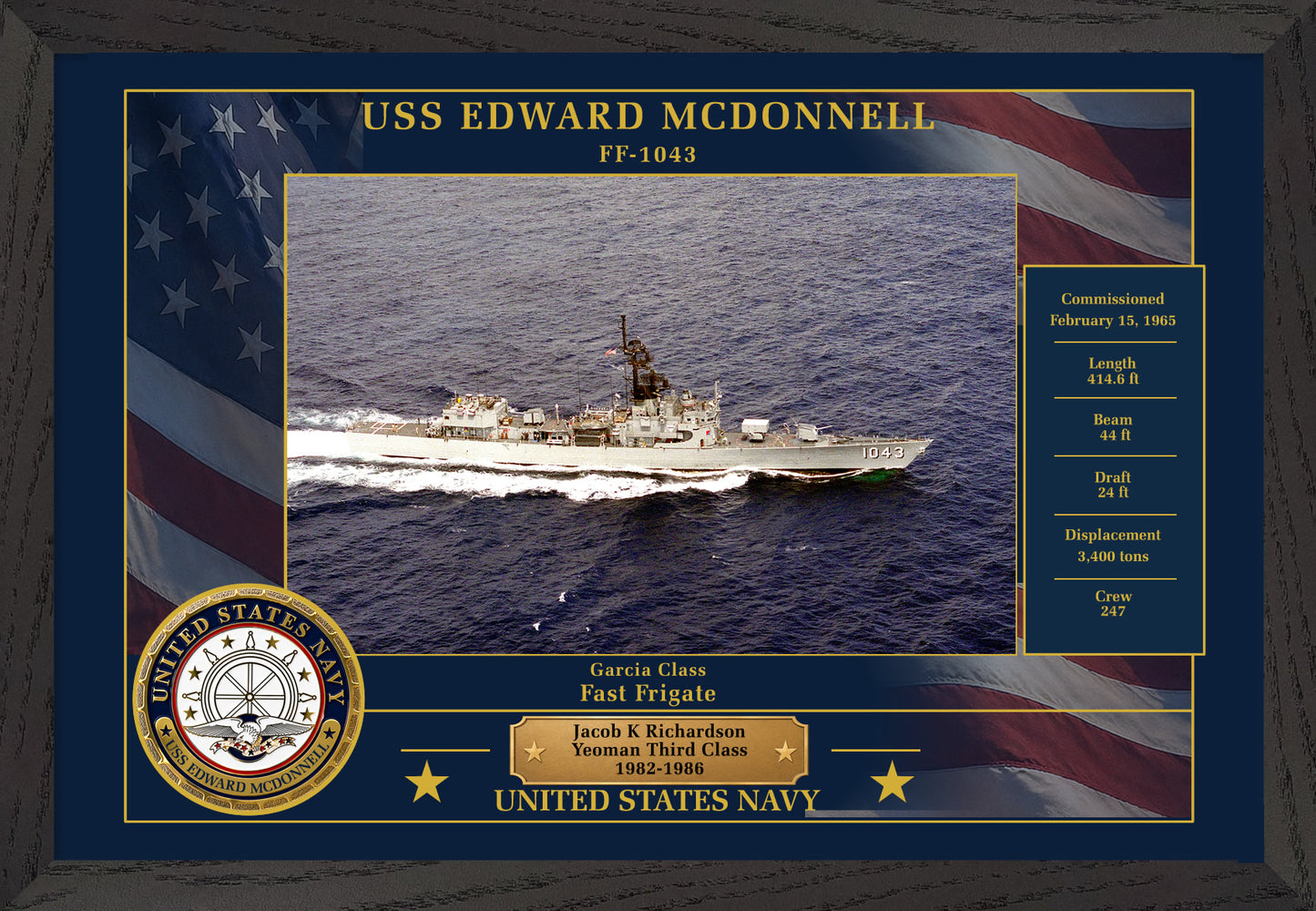 USS Edward Mcdonnell FF-1043 Framed Patriotic Photo