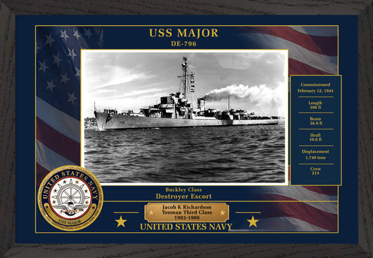 USS Major DE-796 Framed Patriotic Photo