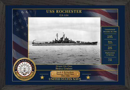 USS Rochester CA-124 Framed Patriotic Photo