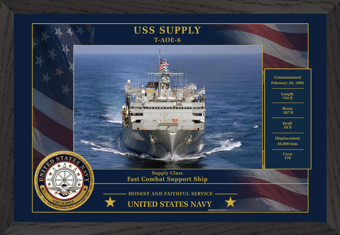 USS Supply T AOE-6 Framed Patriotic Photo